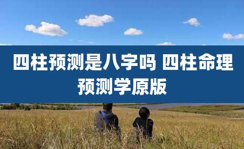 四柱预测是八字吗 四柱命理预测学原版