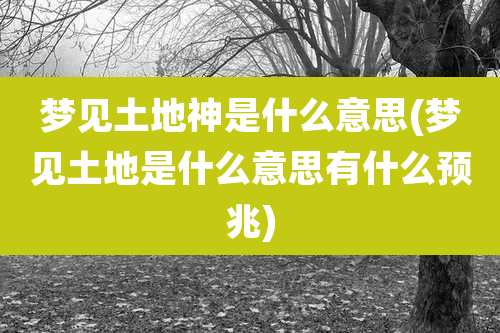 梦见土地神是什么意思(梦见土地是什么意思有什么预兆)