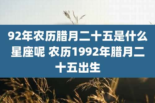 92年农历腊月二十五是什么星座呢 农历1992年腊月二十五出生