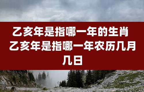 乙亥年是指哪一年的生肖 乙亥年是指哪一年农历几月几日