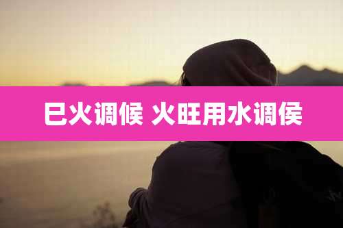 巳火调候 火旺用水调侯