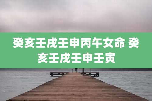 癸亥壬戌壬申丙午女命 癸亥壬戌壬申壬寅