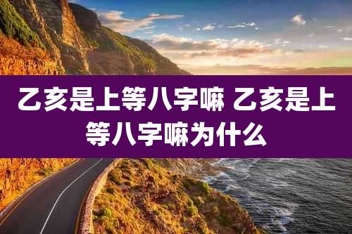 乙亥是上等八字嘛 乙亥是上等八字嘛为什么