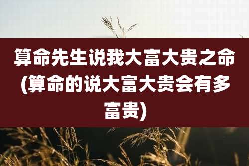 算命先生说我大富大贵之命(算命的说大富大贵会有多富贵)