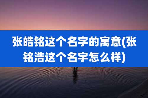 张皓铭这个名字的寓意(张铭浩这个名字怎么样)