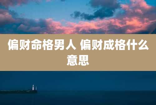 偏财命格男人 偏财成格什么意思