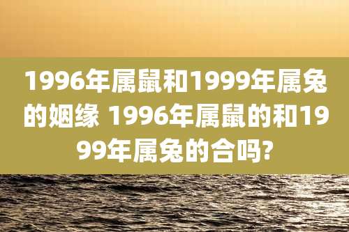 1996年属鼠和1999年属兔的姻缘 1996年属鼠的和1999年属兔的合吗?