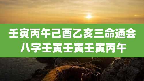 壬寅丙午己酉乙亥三命通会 八字壬寅壬寅壬寅丙午