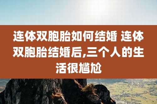 连体双胞胎如何结婚 连体双胞胎结婚后,三个人的生活很尴尬