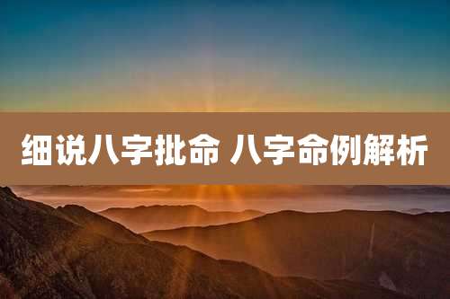 细说八字批命 八字命例解析