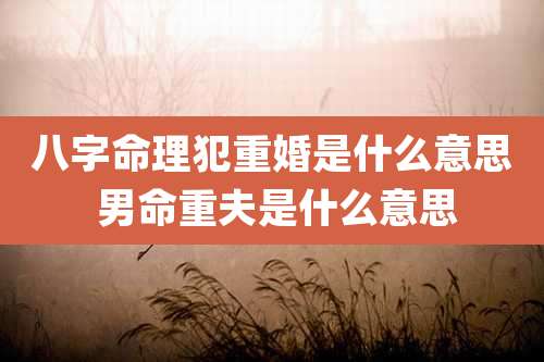 八字命理犯重婚是什么意思 男命重夫是什么意思