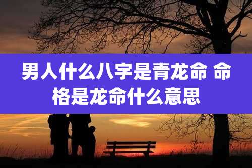 男人什么八字是青龙命 命格是龙命什么意思