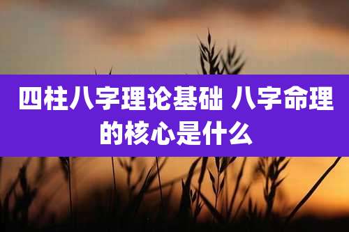 四柱八字理论基础 八字命理的核心是什么