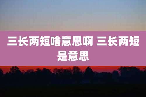 三长两短啥意思啊 三长两短是意思