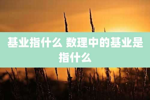 基业指什么 数理中的基业是指什么