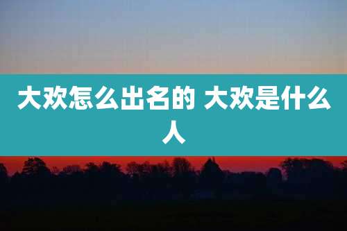 大欢怎么出名的 大欢是什么人