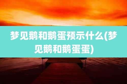 梦见鹅和鹅蛋预示什么(梦见鹅和鹅蛋蛋)