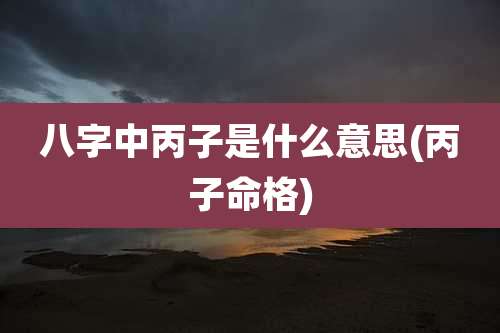 八字中丙子是什么意思(丙子命格)