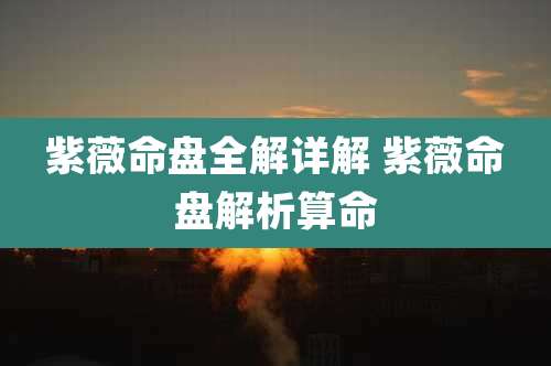 紫薇命盘全解详解 紫薇命盘解析算命