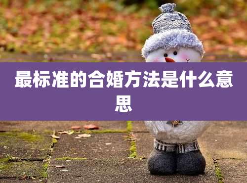 最标准的合婚方法是什么意思