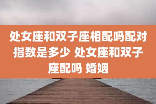 处女座和双子座相配吗配对指数是多少 处女座和双子座配吗 婚姻