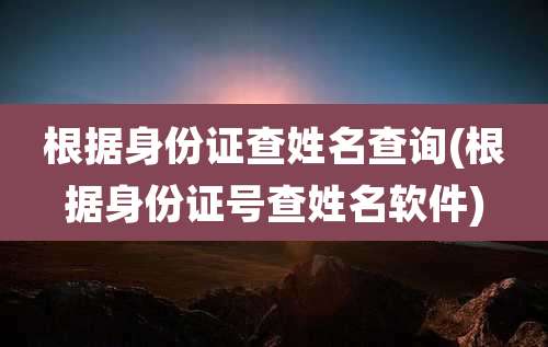 根据身份证查姓名查询(根据身份证号查姓名软件)