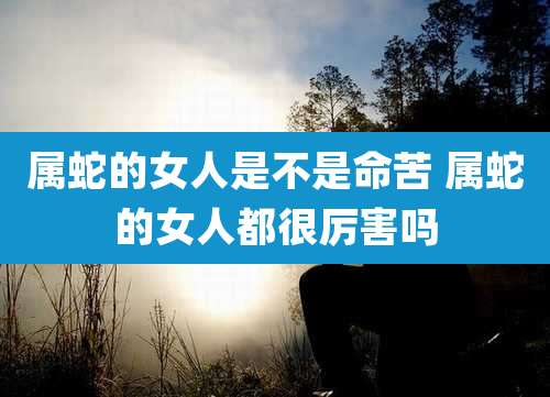 属蛇的女人是不是命苦 属蛇的女人都很厉害吗