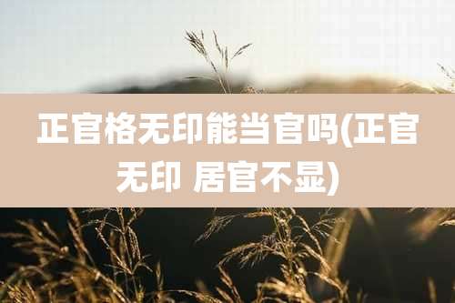 正官格无印能当官吗(正官无印 居官不显)