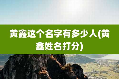 黄鑫这个名字有多少人(黄鑫姓名打分)