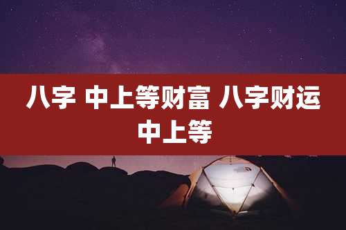 八字 中上等财富 八字财运中上等