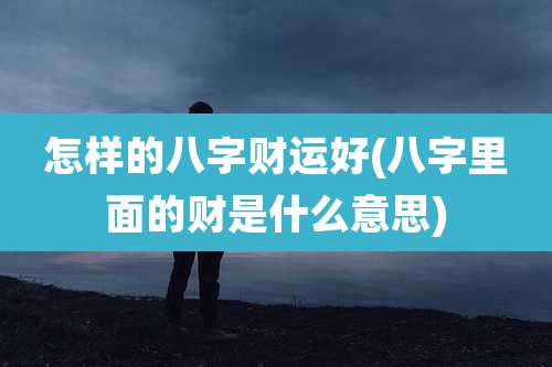 怎样的八字财运好(八字里面的财是什么意思)