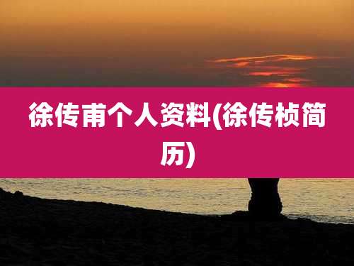 徐传甫个人资料(徐传桢简历)