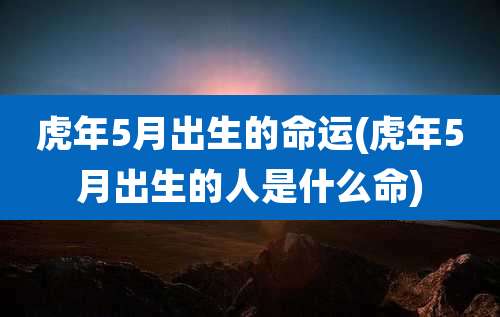虎年5月出生的命运(虎年5月出生的人是什么命)