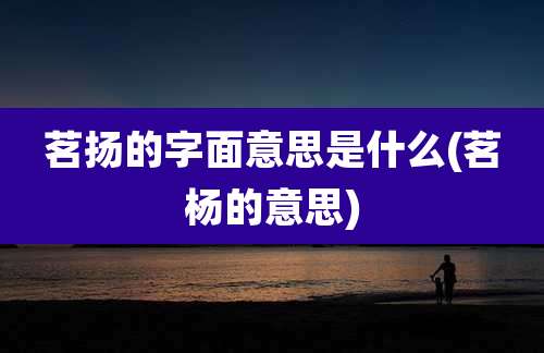 茗扬的字面意思是什么(茗杨的意思)