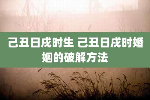 己丑日戌时生 己丑日戌时婚姻的破解方法