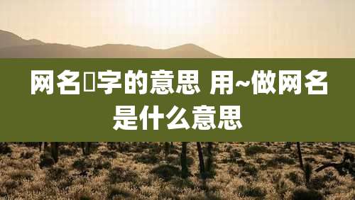 网名竚字的意思 用~做网名是什么意思