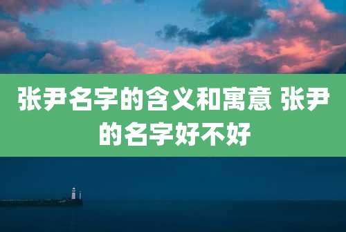 张尹名字的含义和寓意 张尹的名字好不好