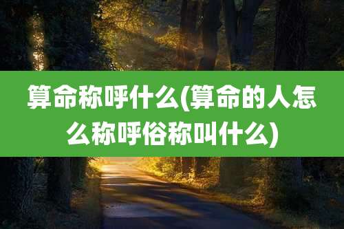 算命称呼什么(算命的人怎么称呼俗称叫什么)
