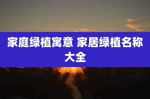 家庭绿植寓意 家居绿植名称大全