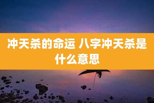 冲天杀的命运 八字冲天杀是什么意思
