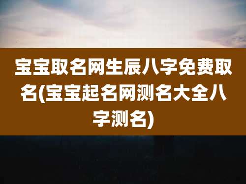 宝宝取名网生辰八字免费取名(宝宝起名网测名大全八字测名)
