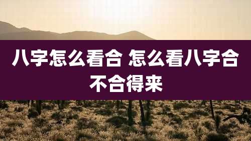 八字怎么看合 怎么看八字合不合得来