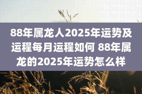 88年属龙人2025年运势及运程每月运程如何 88年属龙的2025年运势怎么样