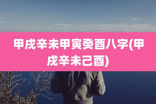 甲戌辛未甲寅癸酉八字(甲戌辛未己酉)