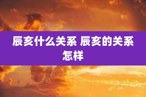 辰亥什么关系 辰亥的关系怎样
