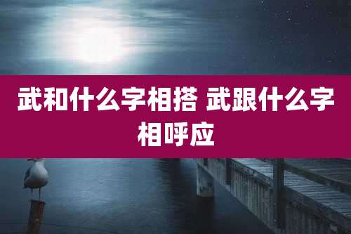 武和什么字相搭 武跟什么字相呼应
