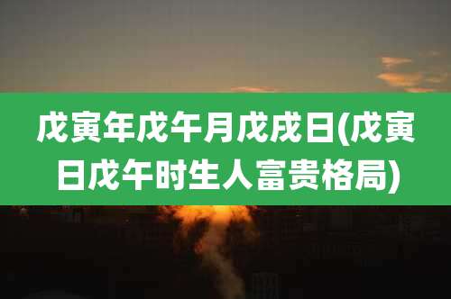 戊寅年戊午月戊戌日(戊寅日戊午时生人富贵格局)