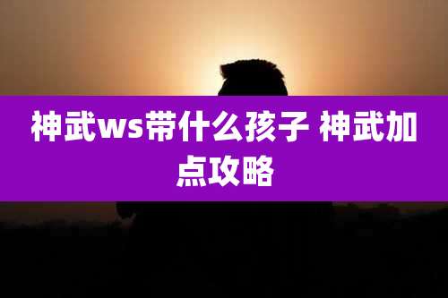 神武ws带什么孩子 神武加点攻略