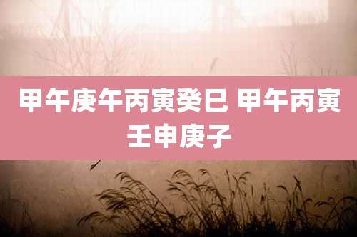 甲午庚午丙寅癸巳 甲午丙寅壬申庚子