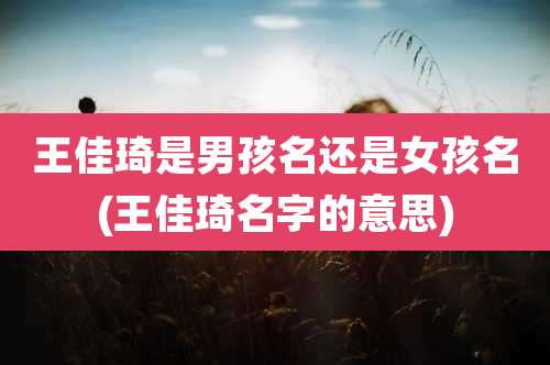 王佳琦是男孩名还是女孩名(王佳琦名字的意思)
